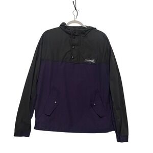 American Eagle Mens Pullover Jacket Black Purple Colorblock Hooded‎ Size Small